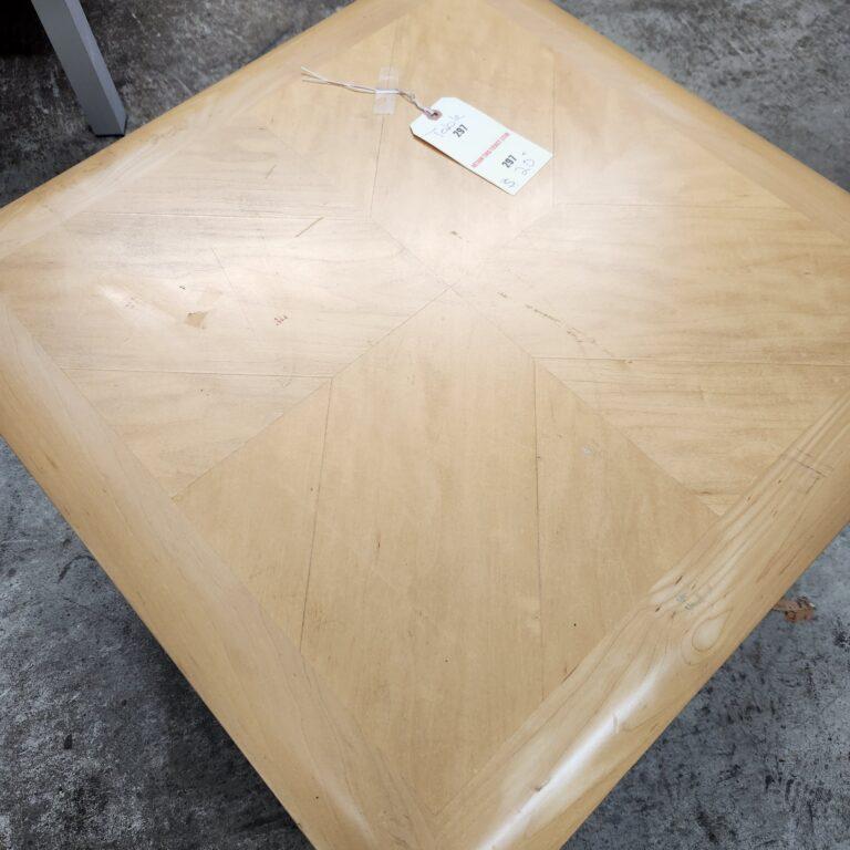 top down view of maple retro end table