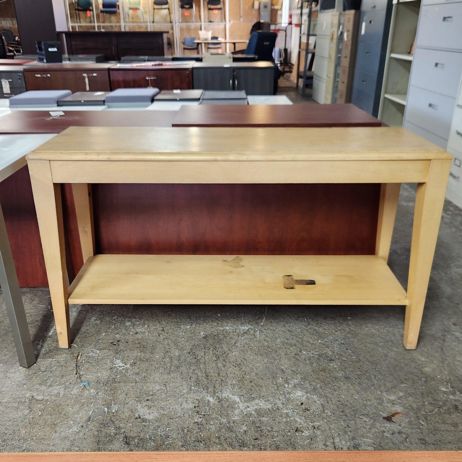 front view of the Heywood Wakefield-style maple sofa table