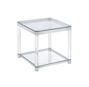 Glass and Chrome Side Table with Acrylic Legs