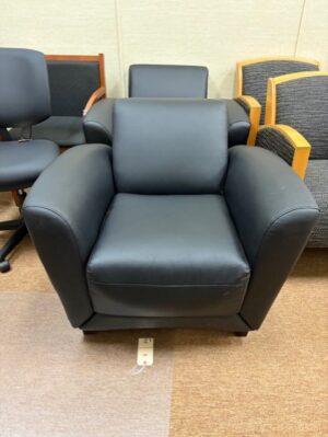Black Vinyl Club Chair, Set of 2- GENTLY USED