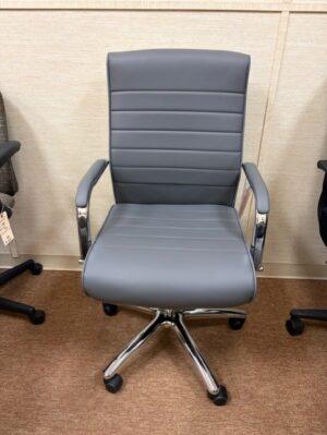 Grey Padded Executive Chair with Chrome Base